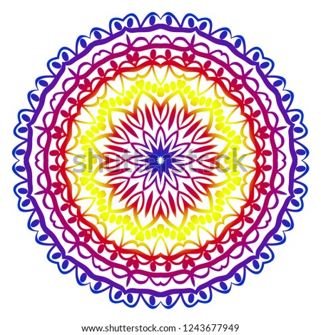 Ornamental circle pattern. Sacred oriental mandala. color floral ornament. Vector illustration. for coloring book, greeting card, invitation, tattoo. Anti-stress therapy pattern
