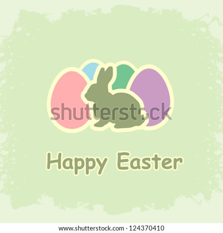 Easter card with paper bunny and eggs