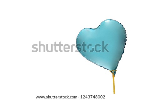 Single big blue heart balloon  isolated on a white background