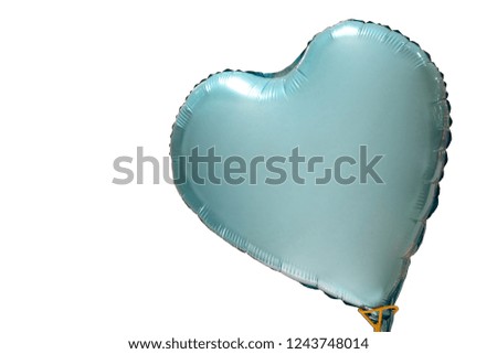Single big blue heart balloon  isolated on a white background