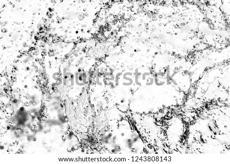 splashes of water drops on a white bokeh background