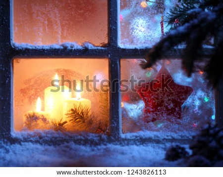 Christmas outside the window winter warm photo