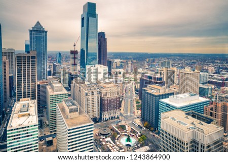 Top view of downtown skyline Philadelphia USA