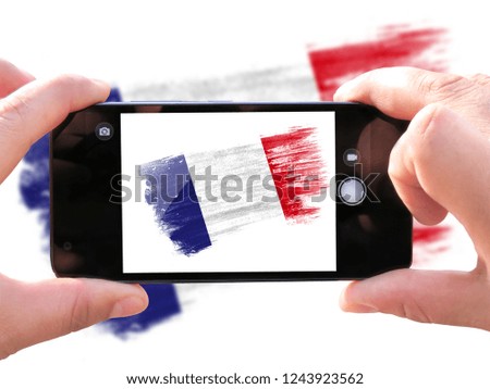 brush painted flag of France,Hand drawn style
