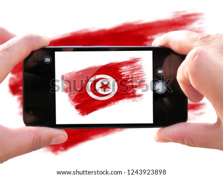brush painted flag of Tunisia,Hand drawn style