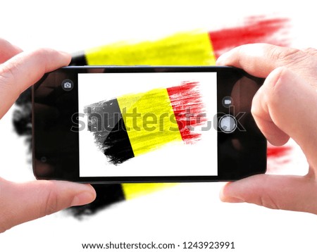 brush painted flag of Belgium,Hand drawn style