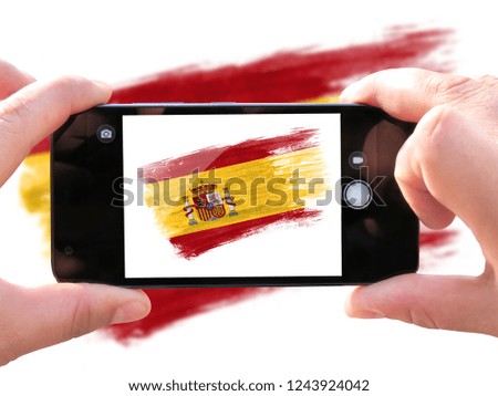 brush painted flag of Spain,Hand drawn style