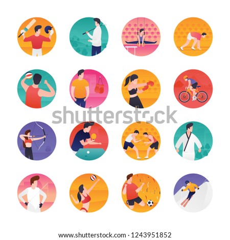 
In this eye catching colorful sports and olympic flat icons pack you can see vectors that can be easily rectify and utilize in related field. Grab this pack and use it in related project.