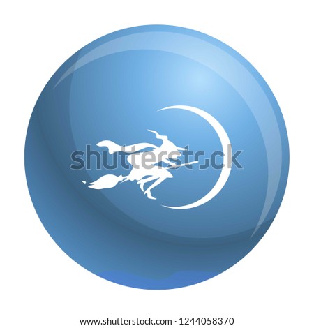 Witch on broom icon. Simple illustration of witch on broom icon for web design isolated on white background