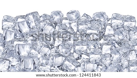 Ice cubes. File contains two clipping path - to the front and the back. Royalty-Free Stock Photo #124411843