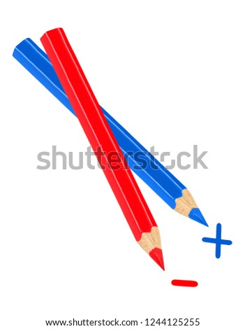 Pencils red and blue