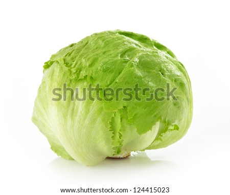 Green Iceberg lettuce on White Background Royalty-Free Stock Photo #124415023