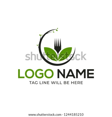 Abstract Healthy food logo design with spoon and leaf, Restaurant Food, Healthy Food
