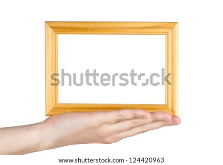 Frame in hand on white background