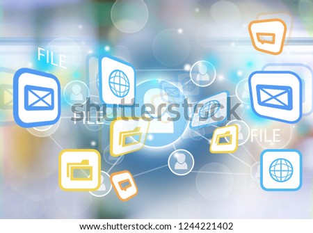 Digital web network icons on background