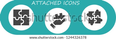 Vector icons pack of 3 filled attached icons. Simple modern icons about  - Puzzle Royalty-Free Stock Photo #1244326378
