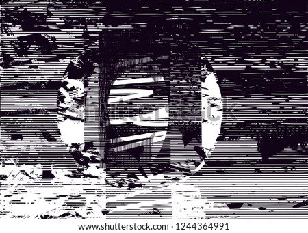 Distressed background in black and white texture with  ovals, circles, dark spots, scratches and lines. Abstract vector illustration