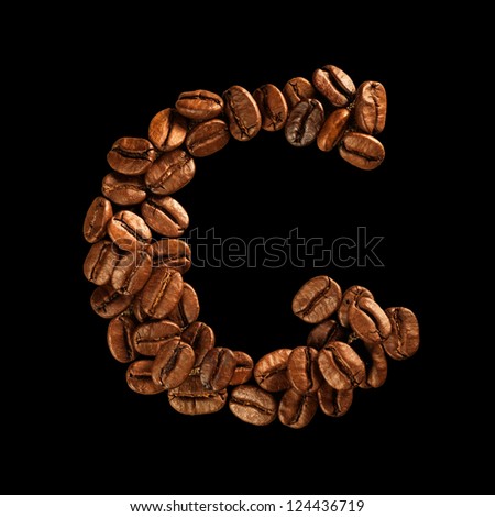 Coffee alphabet letter isolated on black