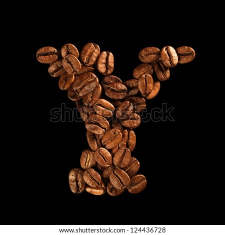 Coffee alphabet letter isolated on black