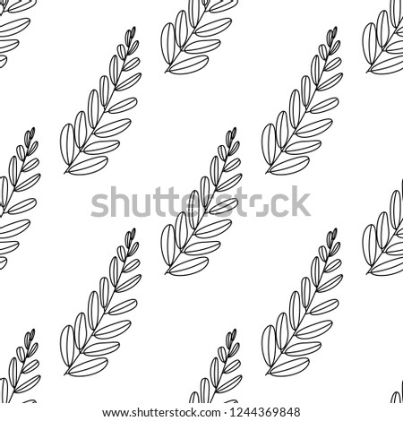 Vector illustration. leaf of plant or flower or branch isolated on white. Decor floral plant element. Seamless botanic pattern.