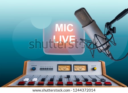 For radio station: professional microphone and sound mixer
