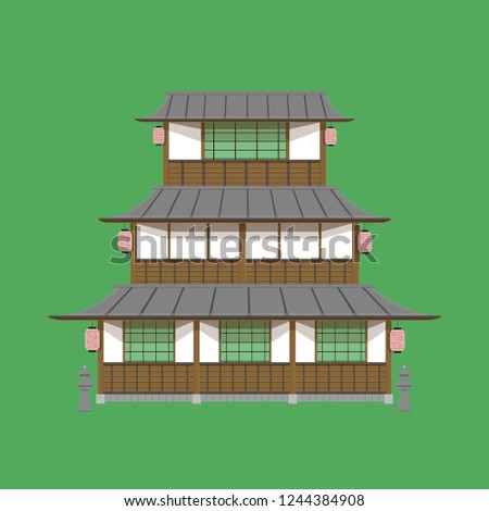 japanese old home three floor vector illustration eps10