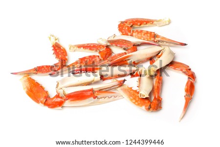 Boiled crab claws isolated on white background 