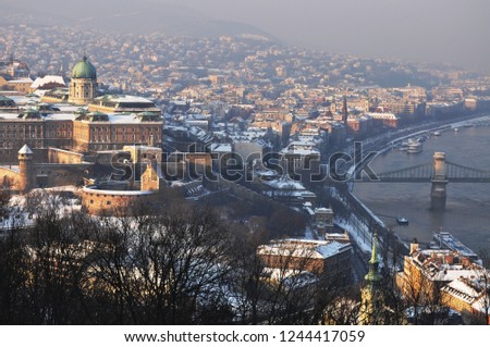 A winter panoramic view of Budapest.