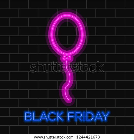 Black friday background with neon balloon. Vector illustration design