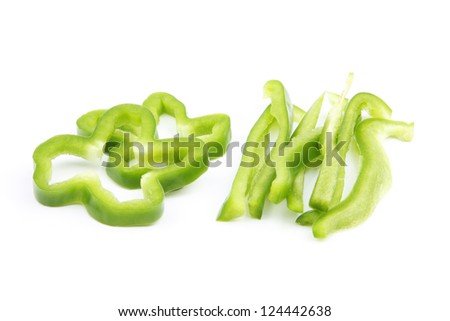 Stock Photo: A pile of finely chopped chilli peppers on a white background