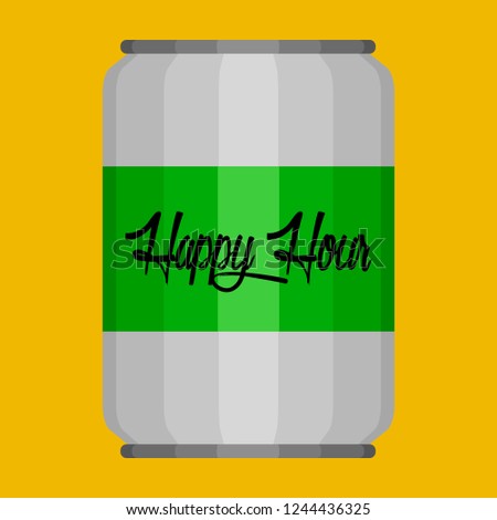 Happy hour poster with a beer can. Vector illustration design