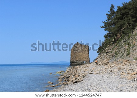 Sea in Praskoveevka. Skala Parus Royalty-Free Stock Photo #1244524747