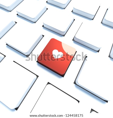 heart red keyboard button 3 dimension rendering