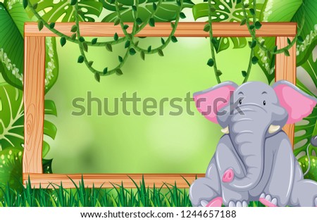 Elephant in jungle frame illustration