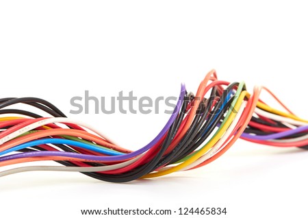Multicolored computer cable isolated on white background Royalty-Free Stock Photo #124465834
