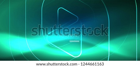 Neon blue color glowing techno lines, hi-tech futuristic abstract background template with geometric shapes, vector illustration