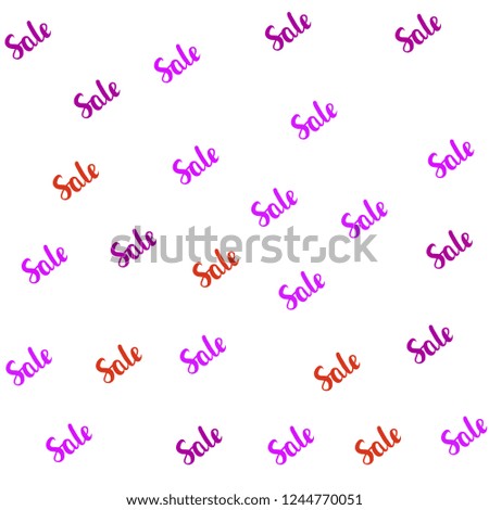 Light Pink, Red vector seamless background with words of sales. Abstract illustration with colorful gradient symbols of sales. Pattern for ads, posters, banners of sales.