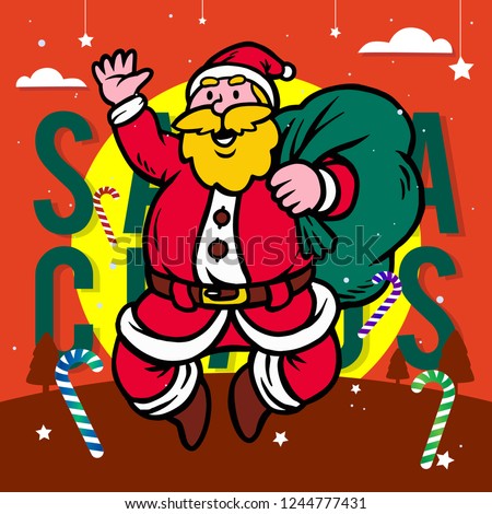 christmas Santaclaus illustration greeting card template vector