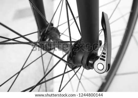Close-up view of bike wheel