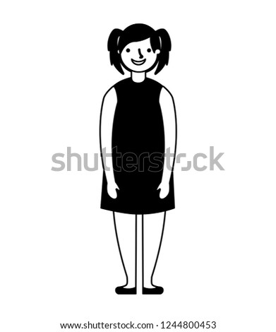young girl standing on white background
