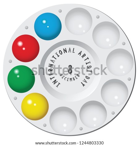 Round plastic palette with water color for International Artist Day