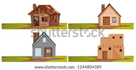 Set of isolated house  illustration
