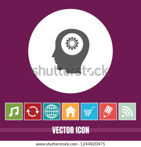 Very Useful Vector Icon Of Human Head And Brain with Bonus Icons. Very Useful For Mobile App, Software & Web.