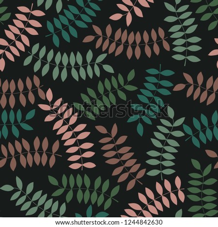 Botanical background with colorful leaves. Seamless floral pattern. Summer vector illustration. 