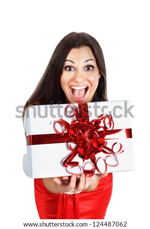Beautiful girl with gifts.