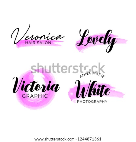 Feminine Watercolor Logo Design, Pink