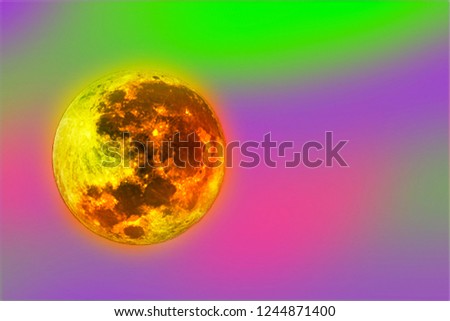 Lunar or full moon isolated on colorful background