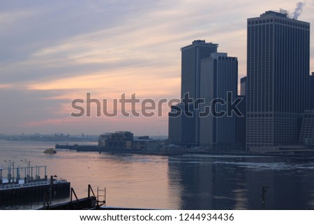 View of winter New York (Manhattan) at sunset