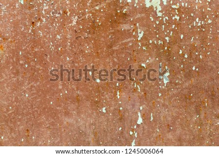 texture old brown sheet metal with peeling paint