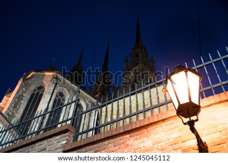 Night street, Brno town, Czech Republic